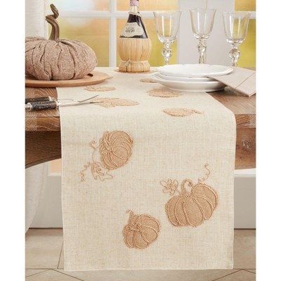 Beige Pumpkin Appliqué Fall Table Runner, 16" x 70"