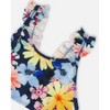 Deux par Deux Girl Printed Two-Piece Swimsuit Navy and Yellow and Pink Flowers - 5-6 Years - 4 of 4