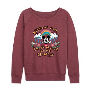 Women's - Disney - Mickey Mouse Lightweight French Terry Wide Neck Long Sleeve Shirt - 1 of 4