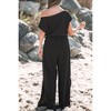 Amaryllis Women’s Off Shoulder Short Sleeve Jumpsuit Wide Leg Belted Waist Relaxed Fit One-Piece Minimalist Outfit - 3 of 4
