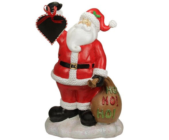 Northlight 19" Festive Santa Claus Holding Toy Sack and Blackboard Christmas Countdown Statue