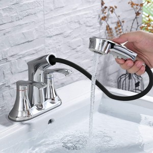 PAGED Bathroom Faucets 2 Handle 4 Inch Bathroom Sink Faucet Vanity Basin Faucet with Pull Out Sprayer - 1 of 4
