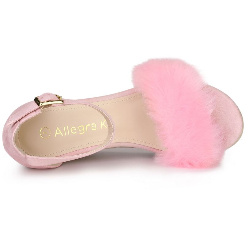 Allegra K Women's Espadrille Platform Heels Faux Fur Wedge Sandals, 5 of 7