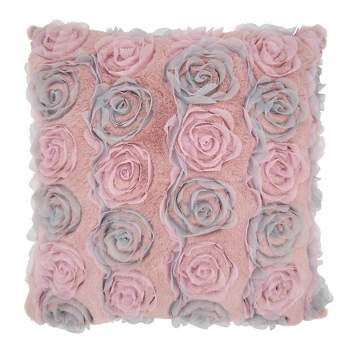 Saro Lifestyle Rose Wedding Cake Throw Pillow With Down Filling, Rose, 17" x 17"