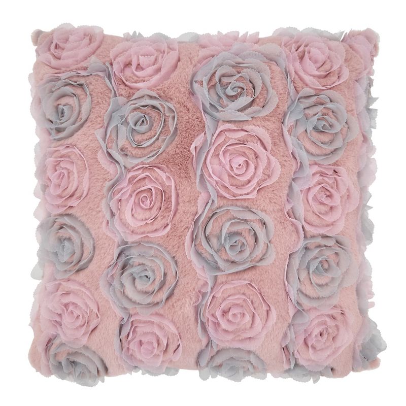 Saro Lifestyle Rose Wedding Cake Throw Pillow With Down Filling, Rose, 17" x 17", 1 of 4