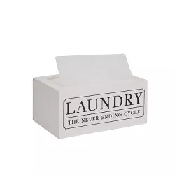 Farmlyn Creek White Dryer Sheet Holder for Laundry Room Farmhouse Decor, 8 x 5 x 4 In