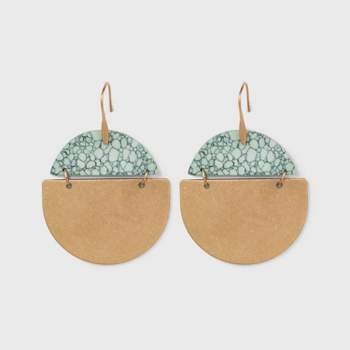 Half Moon and Turquoise Matrix Semi-Precious Drop Earrings - Universal Thread™ Gold