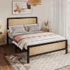 Boho Rattan Bed Frame with Headboard and Footboard, Black Metal Platform Bed - 4 of 4