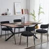 Set of 4 Mid-Century Modern Dining Chairs, Teddy Fabric Upholstered,  Curved Back , Metal Frame - 3 of 4