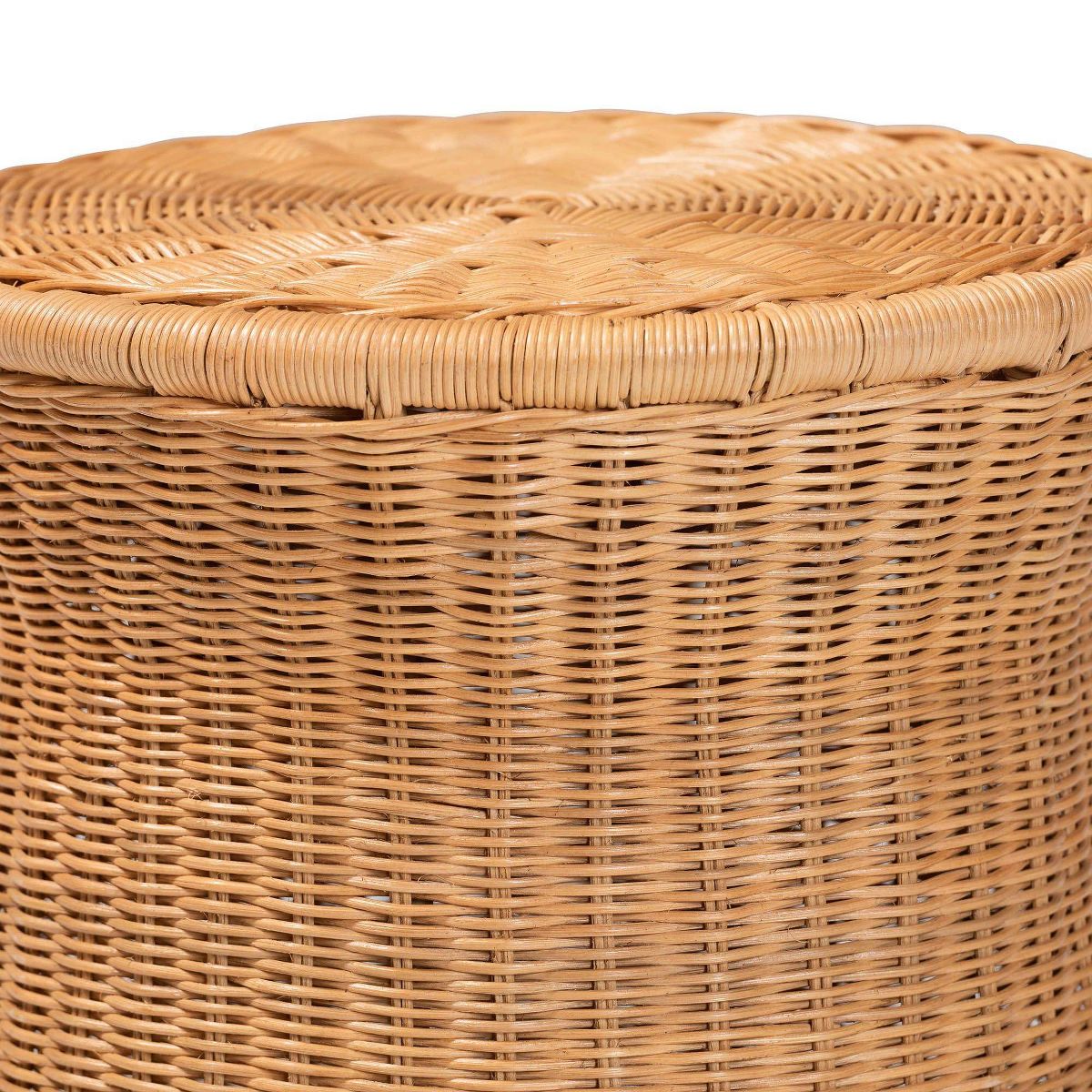 bali & pari Caroline Round Natural Rattan End Table Light Honey - thumbnail 2