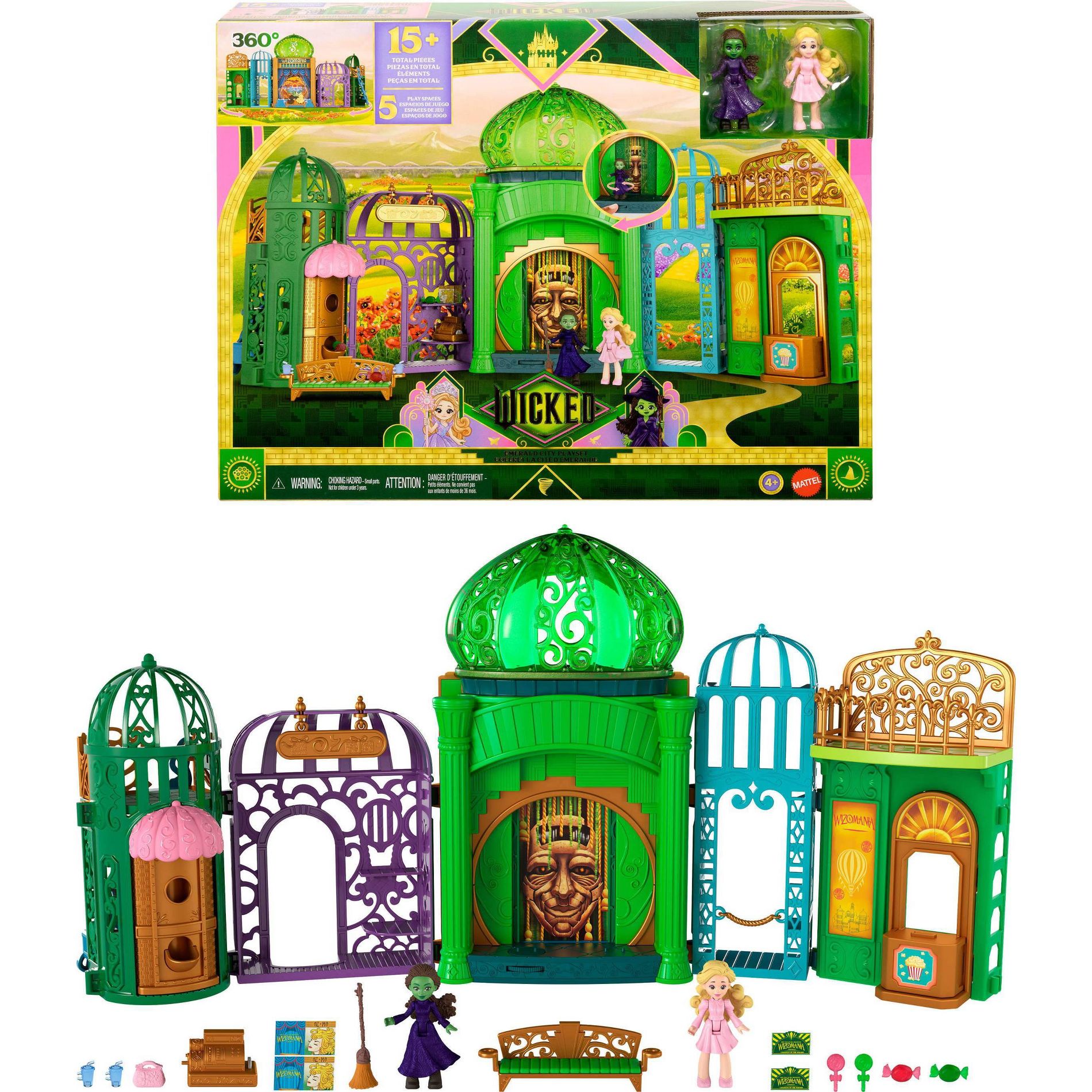 Universal Pictures’ Wicked Emerald City Small Doll Playset with 5 Play Spaces & 15 Accessories