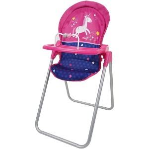 Unicorn Doll Highchair - Kids Pretend Play Highchair fits dolls 21" 3+ - 1 of 4