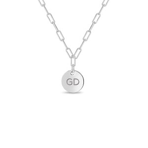 Girls' Small Round Pendant Paper Clip Chain 14" Sterling Silver Necklace - In Season Jewelry - 1 of 4