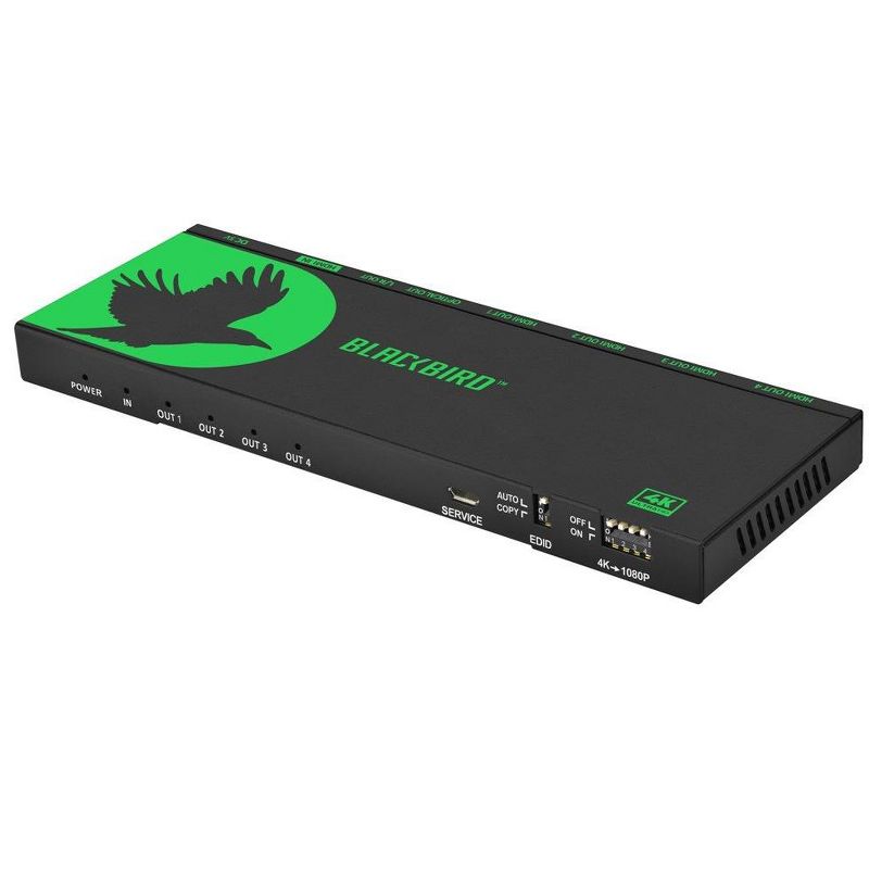 Monoprice Blackbird 4K 1x4 HDMI Splitter, Supports HDMI 2.0, HDCP 2.2, 4K@60Hz, YCbCr 4:4:4, Featuring 4K to 1080p Downscaling, 1 of 7