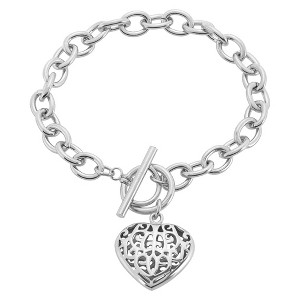 ELYA Heart Charm Bracelet - Silver, Women