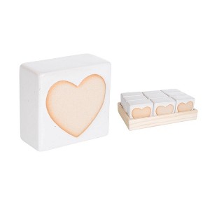 Transpac Ceramic Heart Block in Display S/9 Home Decorations Valentines - 1 of 1