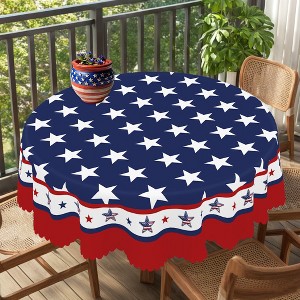 LOVEVOOK American Flag Tablecloth, Rectangle Table Cloths, Stain Wrinkle Resistant Washable Round Table Covers for Party Picnic Dinner Holiday Decor - 1 of 4