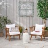 Christopher Knight Home Polmer Outdoor Acacia Wood and Iron 3 Piece Club Chair Chat Set with Cushions - 2 of 4