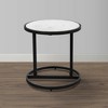 Royal Hampton 18" Round Side End Table with White Natural Marble Top and Classic Slim Black Iron Frame - 3 of 4