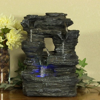 Sunnydaze Indoor Decorative Five Stream Rock Cavern Tabletop Water ...