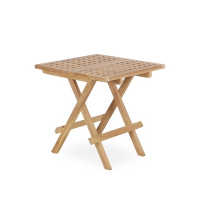 Maggift Patio Side Table, Small Folding Patio Side Table for Garden, Patio Porch, Living Room, Space Pool, Brown, 19.68"*19.68"*19.70