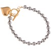 Anna-Kaci Silver Beaded Bracelet with Gold Heart Charm and Toggle Clasp - Silver - 3 of 4