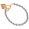 Anna-Kaci Silver Beaded Bracelet with Gold Heart Charm and Toggle Clasp - Silver - image 3 of 4