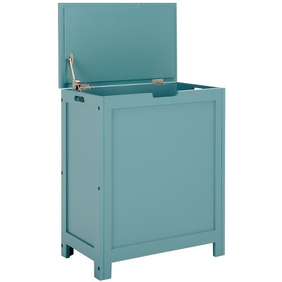 Haina Blue Wooden Rectangular Laundry Hamper