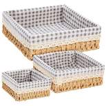 Farmlyn Creek Set of 3 Rectangular Wicker Baskets for Organizing with Removable Fabric Liners, Rectangular Home Storage Bins for Pantry Items, 3 Sizes