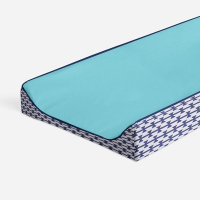 Bacati - Liam Solid Aqua/Navy Quilted Changing Pad Cover