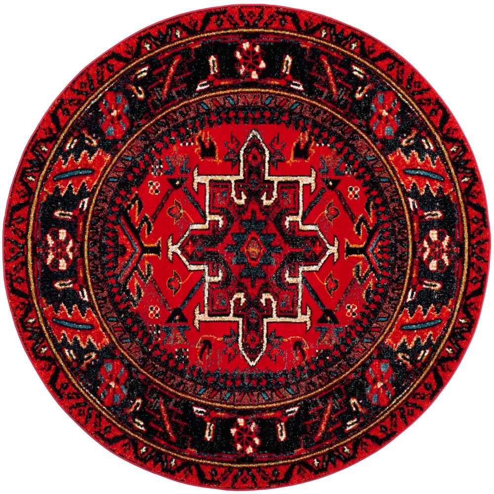 5'3inx5'3in Round Corinth Rug Red/Multi Round - Safavieh