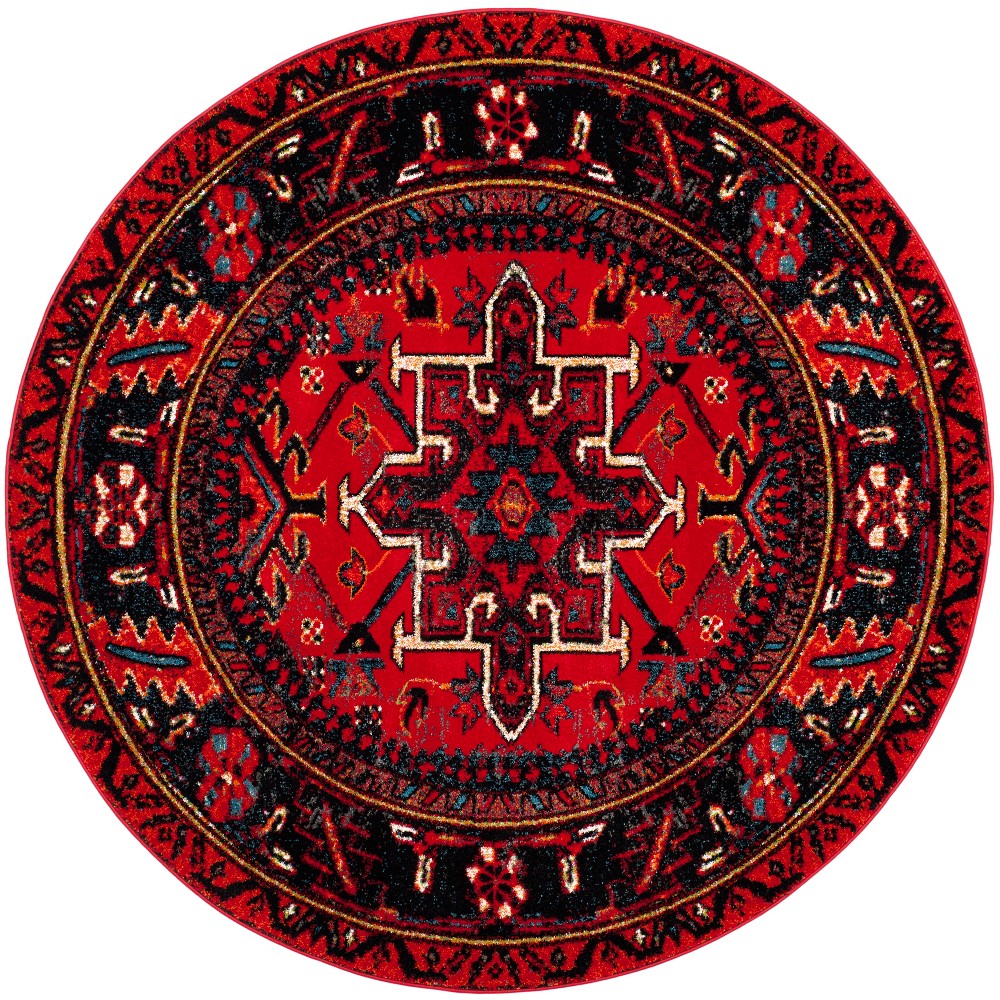 5'3inx5'3in Round Corinth Rug Red/Multi Round - Safavieh