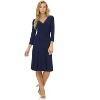Rekucci Women's Slimming 3/4 Sleeve Fit and Flare Crossover Tummy Control Dress - 4 of 4