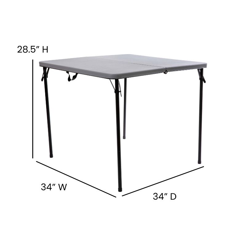 Flash Furniture 2.83-Foot Square Bi-Fold Plastic Folding Table with Carrying Handle, 6 of 13