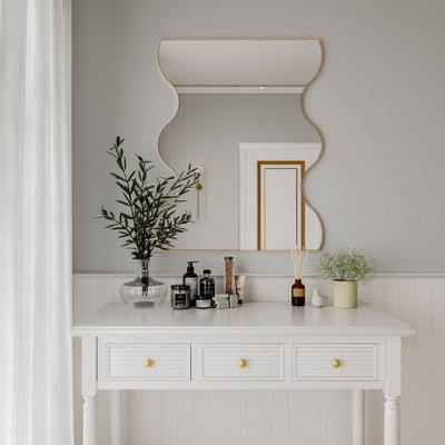 GlasFlength Decorative Wall Mirrors 29.5*35.4 Inch Bathroom Mirror Modern Wall Decor, Unique Style, for Entryway, Bedroom,Living Room, Washroom, Gold