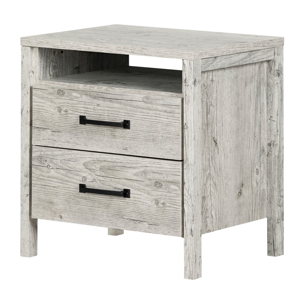 Photos - Storage Сabinet Gravity 2 Drawer Nightstand Natural White - South Shore