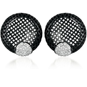 Guili Cubic Zirconia Sterling Silver Black Plated Lace Round Earrings - 1 of 2
