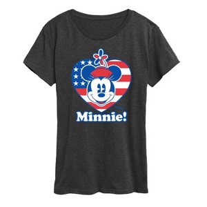 Women's - Disney - Minnie Flag Heart Short Sleeve Graphic T-Shirt - 1 of 4