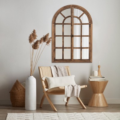 Wood Arch Mirror Entrance Way Mirror Arched Window Mirror Wall Decor Bedroom Wall Mirror-The Pop Home