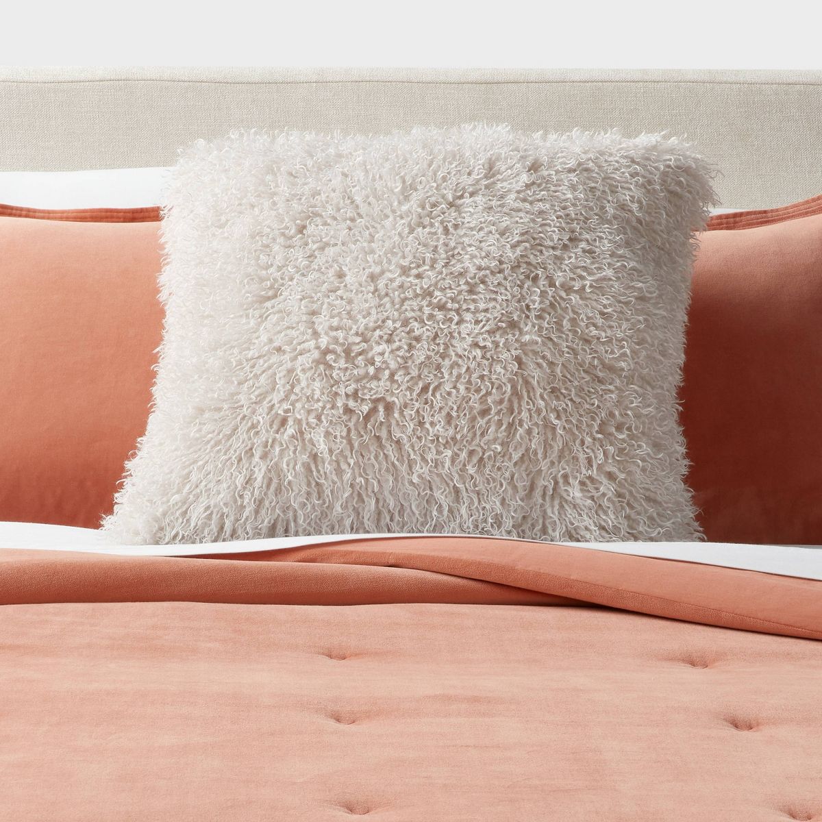 Euro Faux Mongolian Fur Decorative Throw Pillow - Threshold™ - thumbnail 2