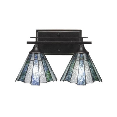 Toltec Lighting Uptowne 2 - Light Vanity in  Dark Granite with 7" Sea Ice Art Glass Shade