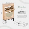 Brafab Shoe Storage Cabinet with 2 Flip Drawers and Open Shelf Natural Rattan Narrow Slim Shoe Organizer Rack Wooden with Metal Legs - 4 of 4