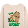 Women's - Marvel - Guardians of the Galaxy Groot Sticker Lightweight French Terry Wide Neck Long Sleeve Shirt - 2 of 4