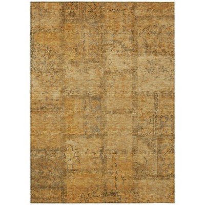 Peach Gray And Charcoal Patchwork Washable Indoor Outdoor Area Rug