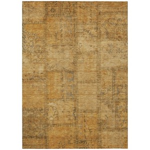 Peach Gray And Charcoal Patchwork Washable Indoor Outdoor Area Rug - 1 of 4