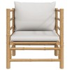 vidaXL Durable Natural Finish Bamboo Patio Sofa with Light Gray Cushions - Comfortable Seating with Backrest, Easy Assembly, and Modular Design. - 3 of 4