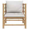 vidaXL Durable Natural Finish Bamboo Patio Sofa with Light Gray Cushions - Comfortable Seating with Backrest, Easy Assembly, and Modular Design. - image 3 of 4