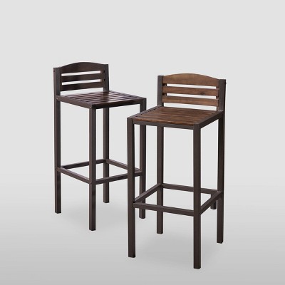 Set of 2 Lilith Acacia Barstools Dark Brown - Christopher Knight Home