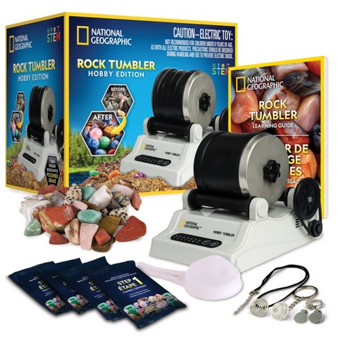NATIONAL GEOGRAPHIC Professional Rock Tumbling Kit Patent-Pending Rock  Polisher for Kids & Adults, Platinum Series Ultra Quiet, 2 lb. Barrel,  Rocks, Grit, GemFoam Polisher, Rock Tumblers for Adults Auction