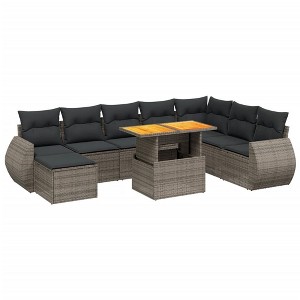 vidaXL Garden Sofa Set Grey Poly Rattan Large Adjustable Armrests - 1 of 4